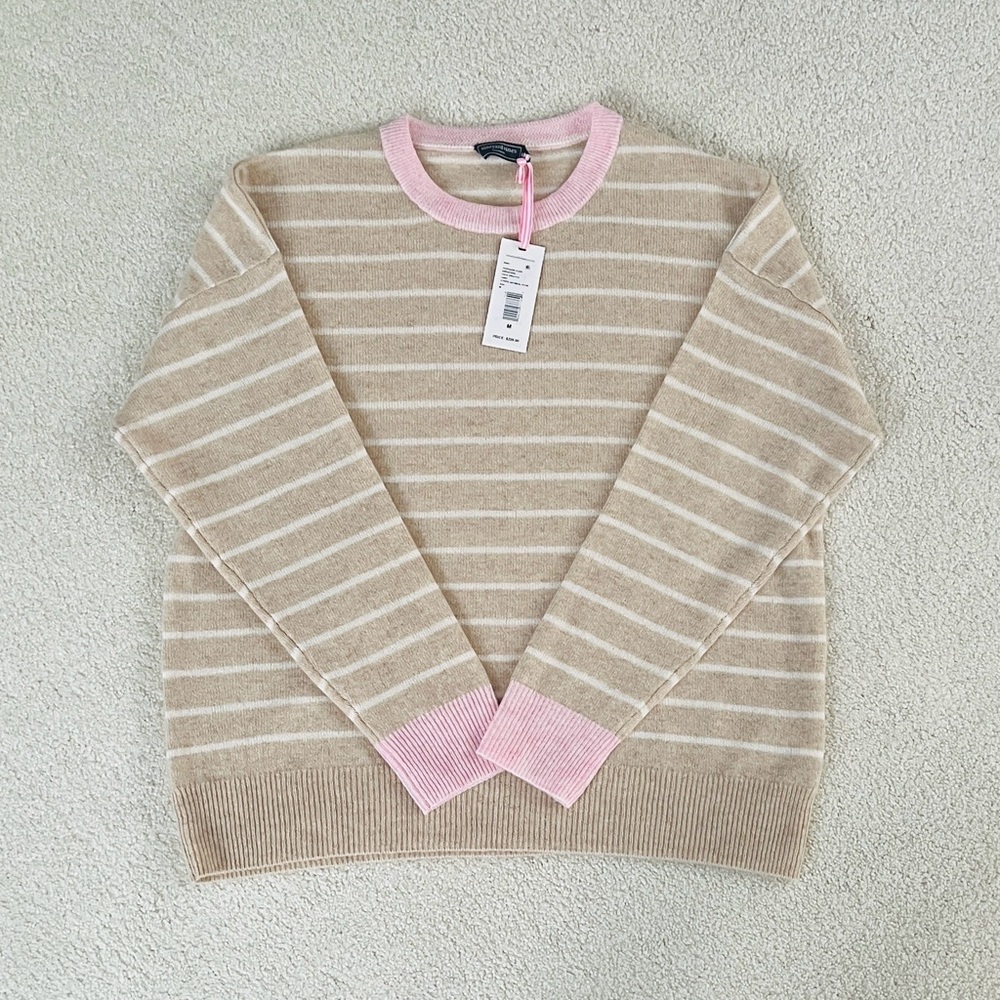 Vineyard Vines Cashmere Stripe Oatmeal Heather Sweater.  New.  Medium